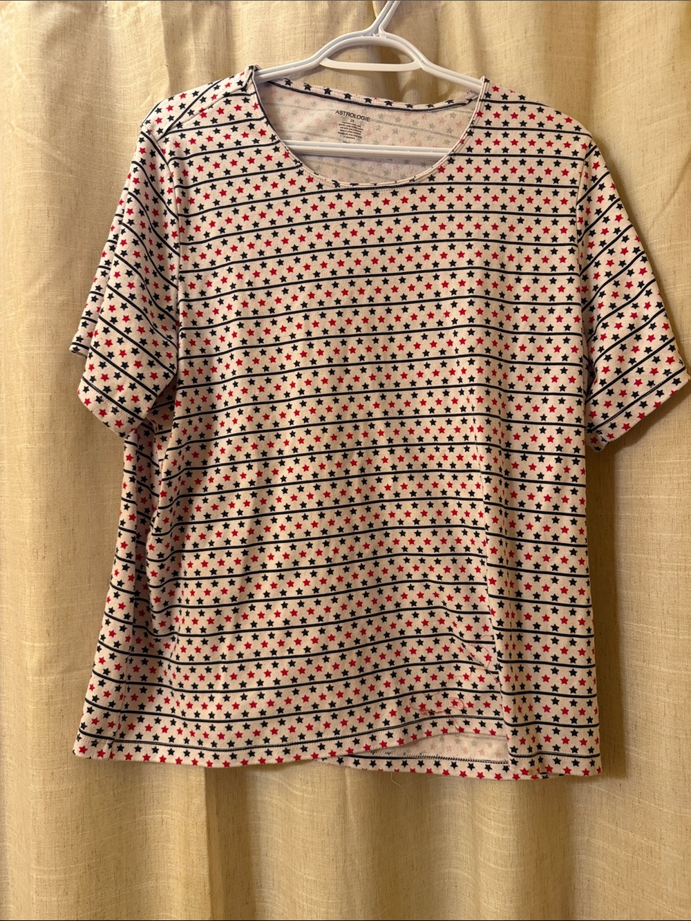 Star-Striped Short Sleeve Tee - White with Red & Navy Stars